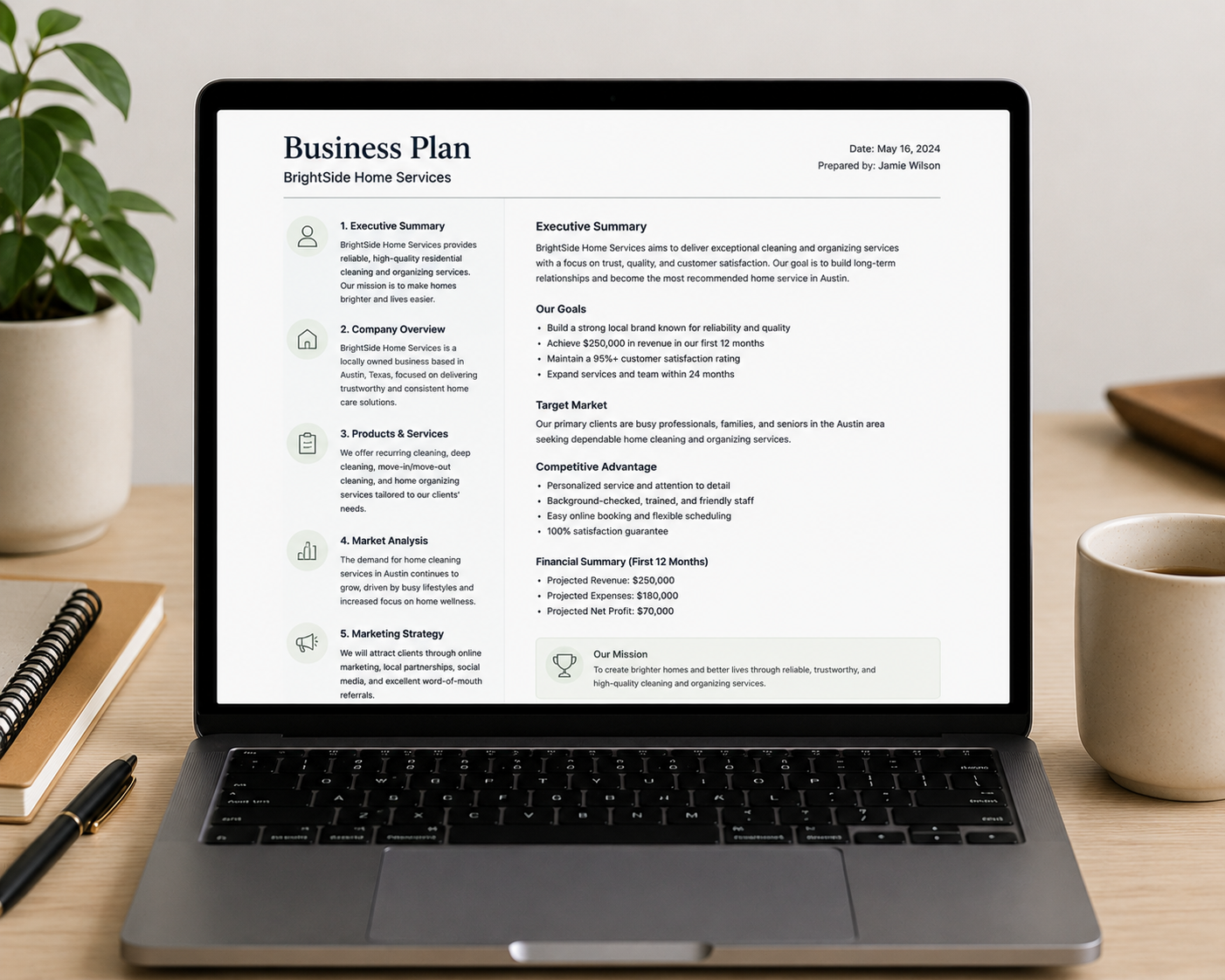 how to use AI to create a business plan